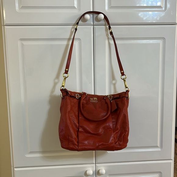 Vintage Coach Bag Orange Full Leather Shoulder, Top Handle and Cross Body - Picture 9 of 9